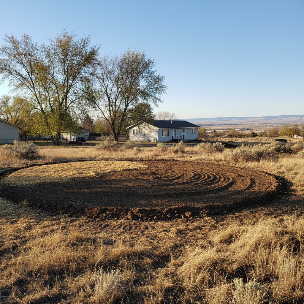 Completed septic excavation work at a residential property in Moses Lake, WA