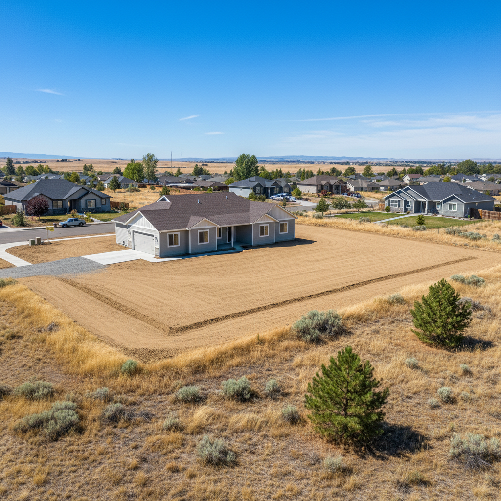 Completed site excavation work at a residential property in Moses Lake, WA