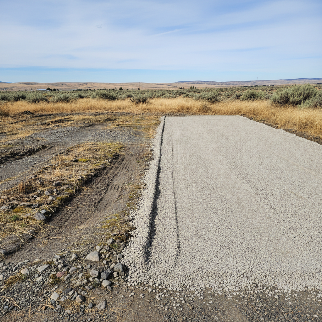 Completed driveway grading work at a residential property in Moses Lake, WA