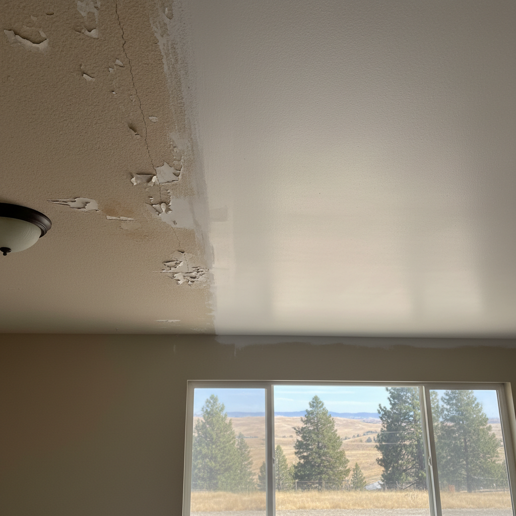 Completed popcorn ceiling removal work at a residential property in Yakima, WA