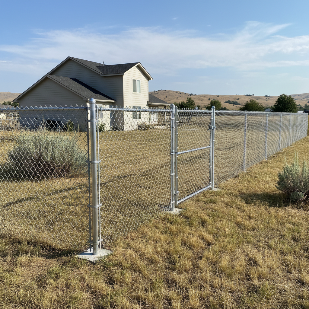 Completed chain link fence installation work at a residential property in Moses Lake, WA