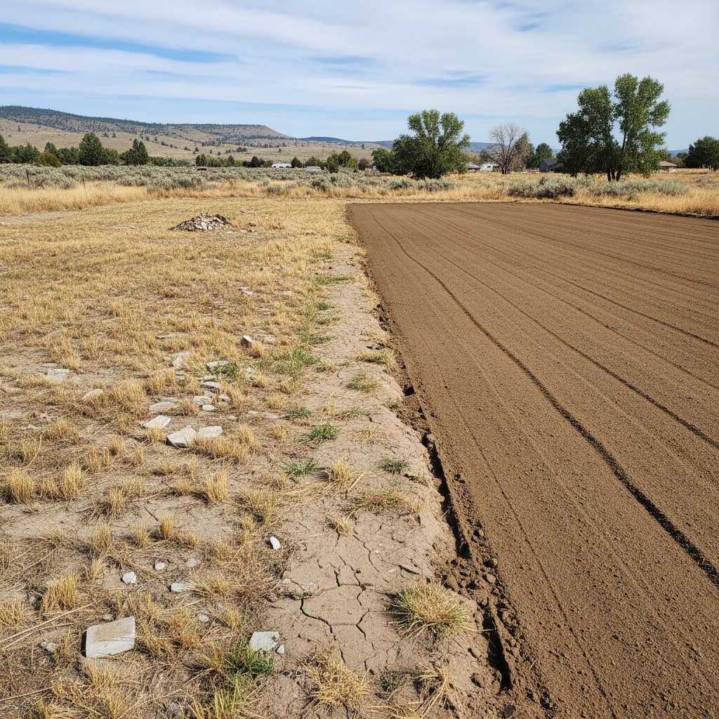Completed land clearing work at a residential property in Moses Lake, WA
