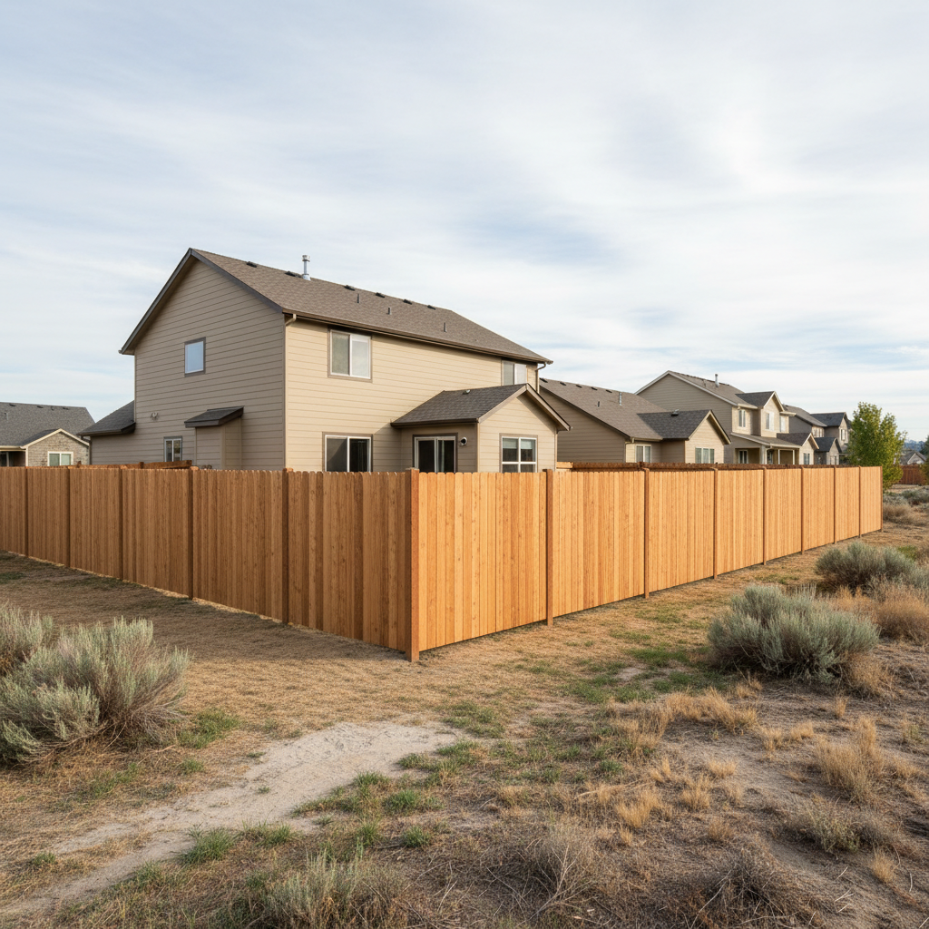 Completed wood fence installation work at a residential property in Moses Lake, WA