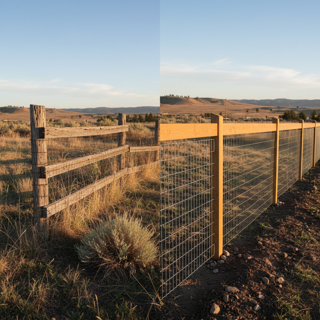Completed farm fencing work at a residential property in Moses Lake, WA
