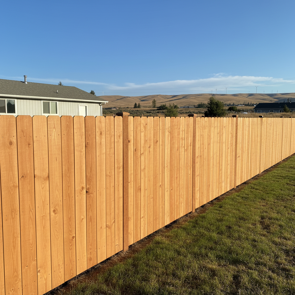 Completed privacy fence installation work at a residential property in Othello, WA