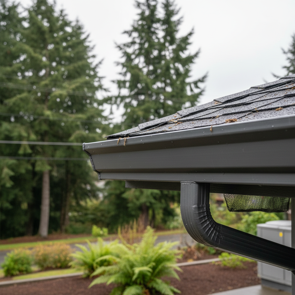 Completed gutter maintenance plans work at a residential property in Kent, WA