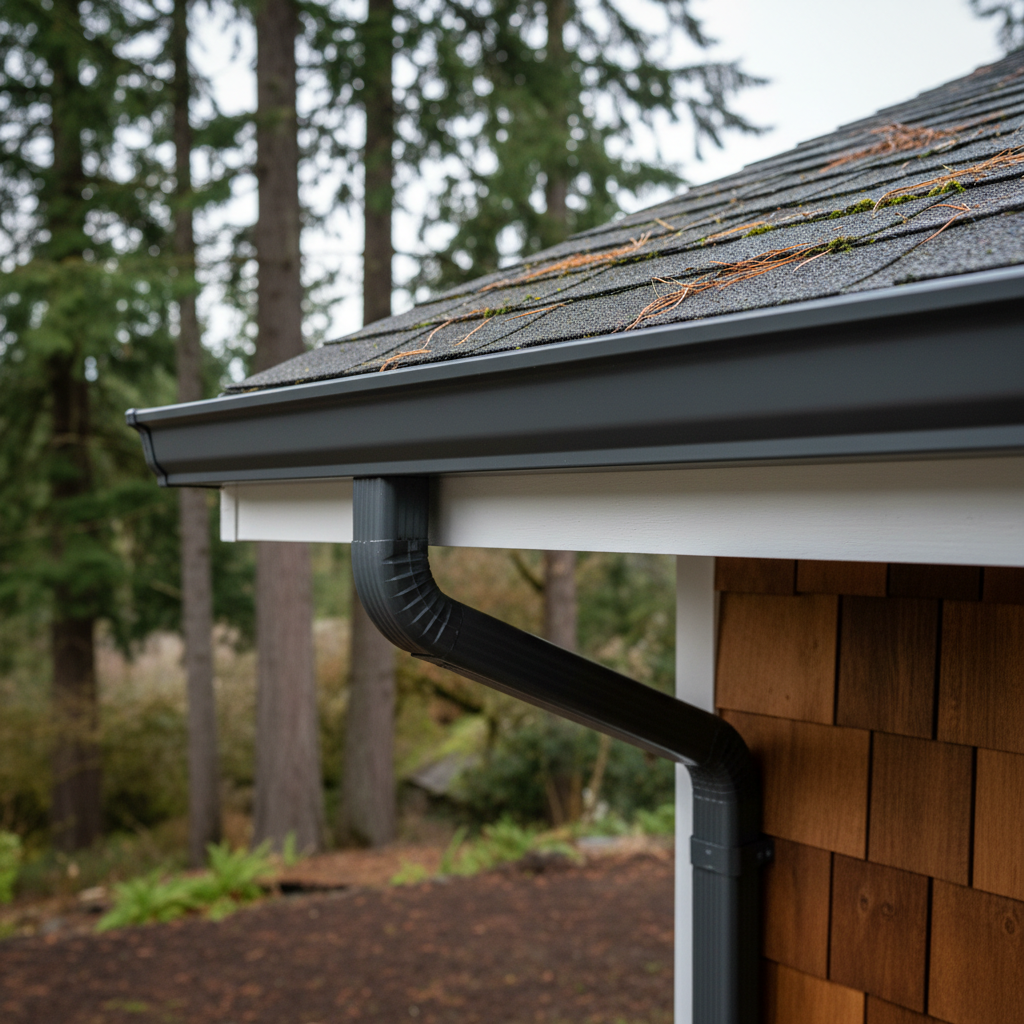 Completed gutter repair work at a residential property in Renton, WA