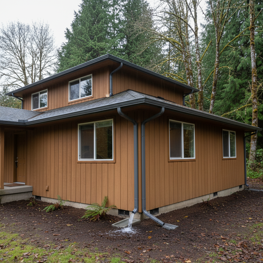 Completed seamless gutter installation work at a residential property in Renton, WA