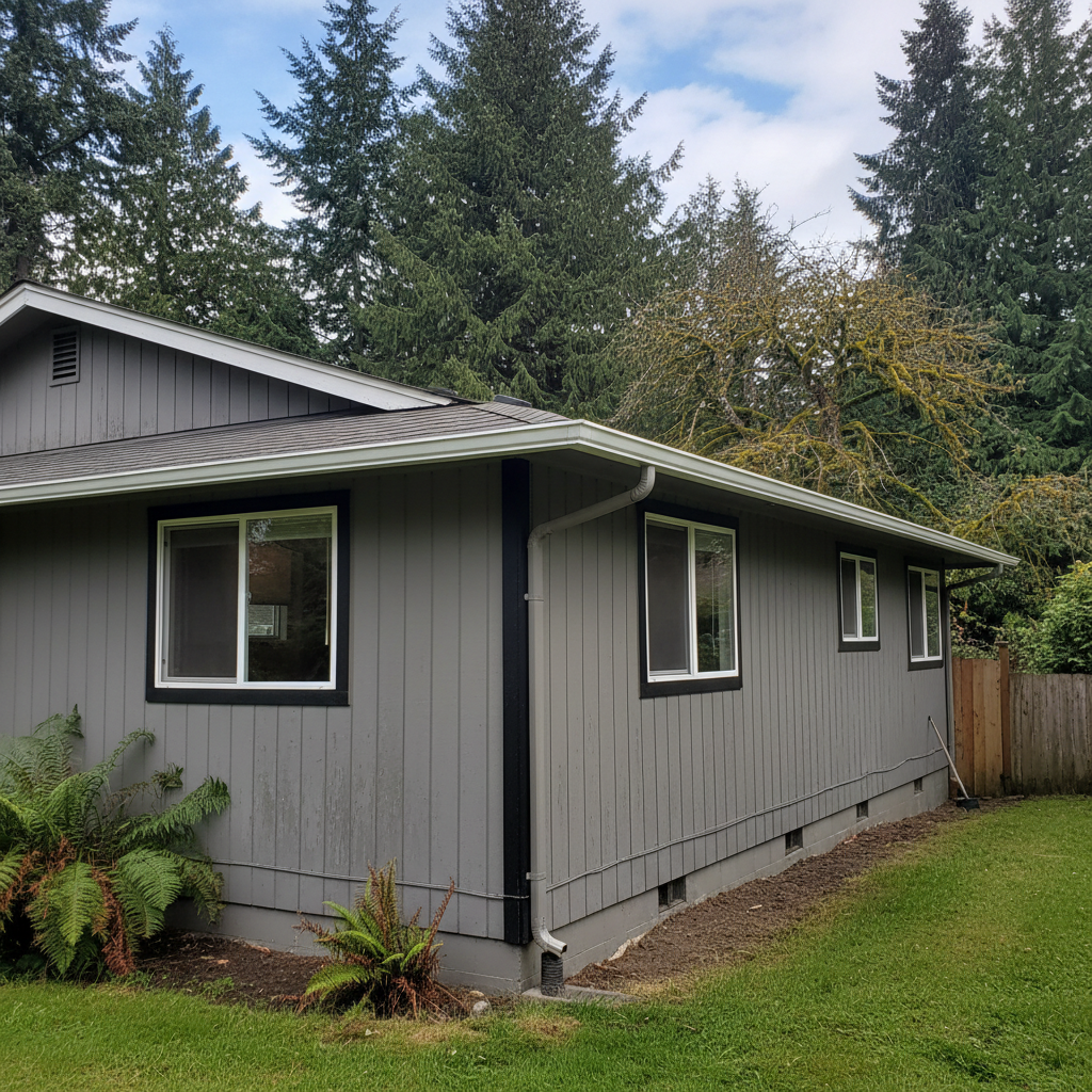 Completed fascia board repair work at a residential property in Renton, WA