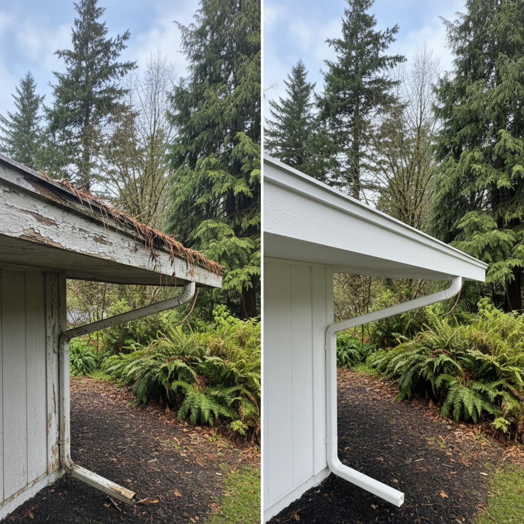 Completed soffit repair work at a residential property in Kent, WA