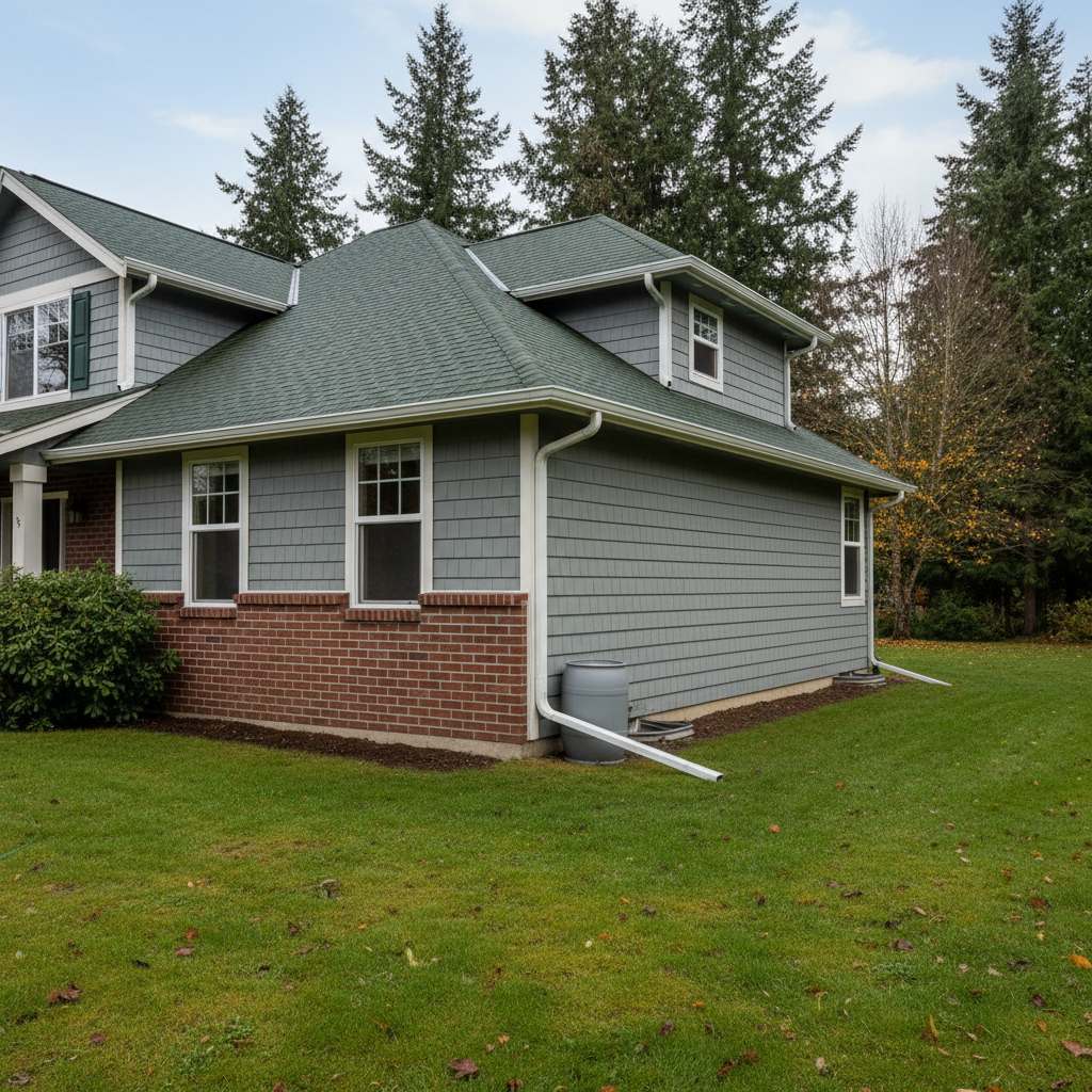 Completed gutter maintenance plans work at a residential property in Kent, WA