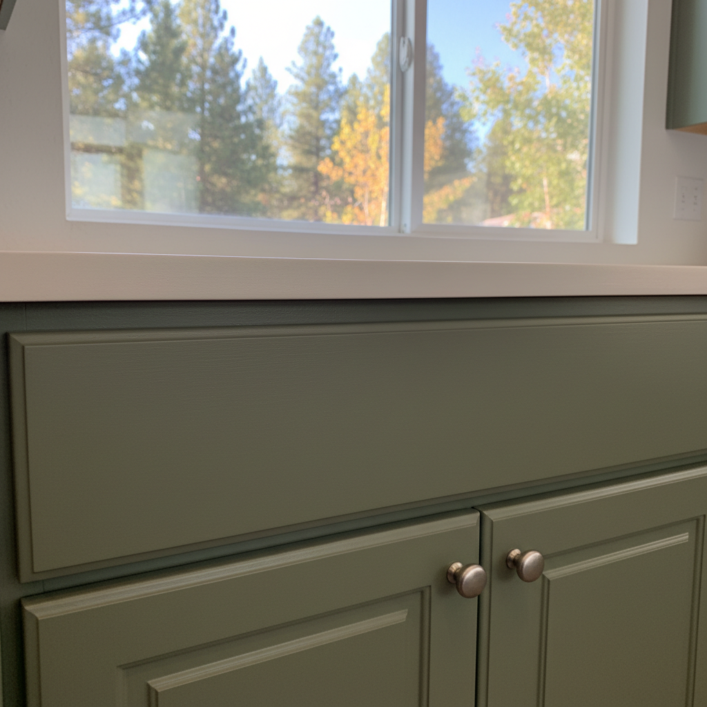 Completed cabinet painting work at a residential property in Spokane, WA