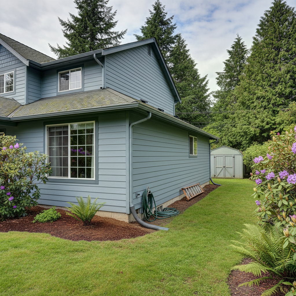 Completed gutter cleaning work at a residential property in Kent, WA