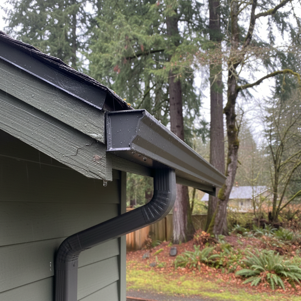 Completed gutter replacement work at a residential property in Kent, WA