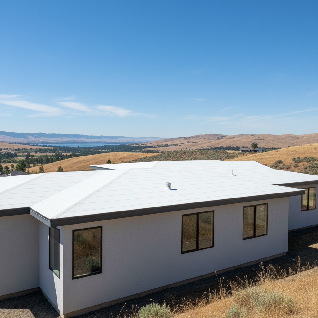 Completed commercial tpo roofing work at a residential property in Moses Lake, WA