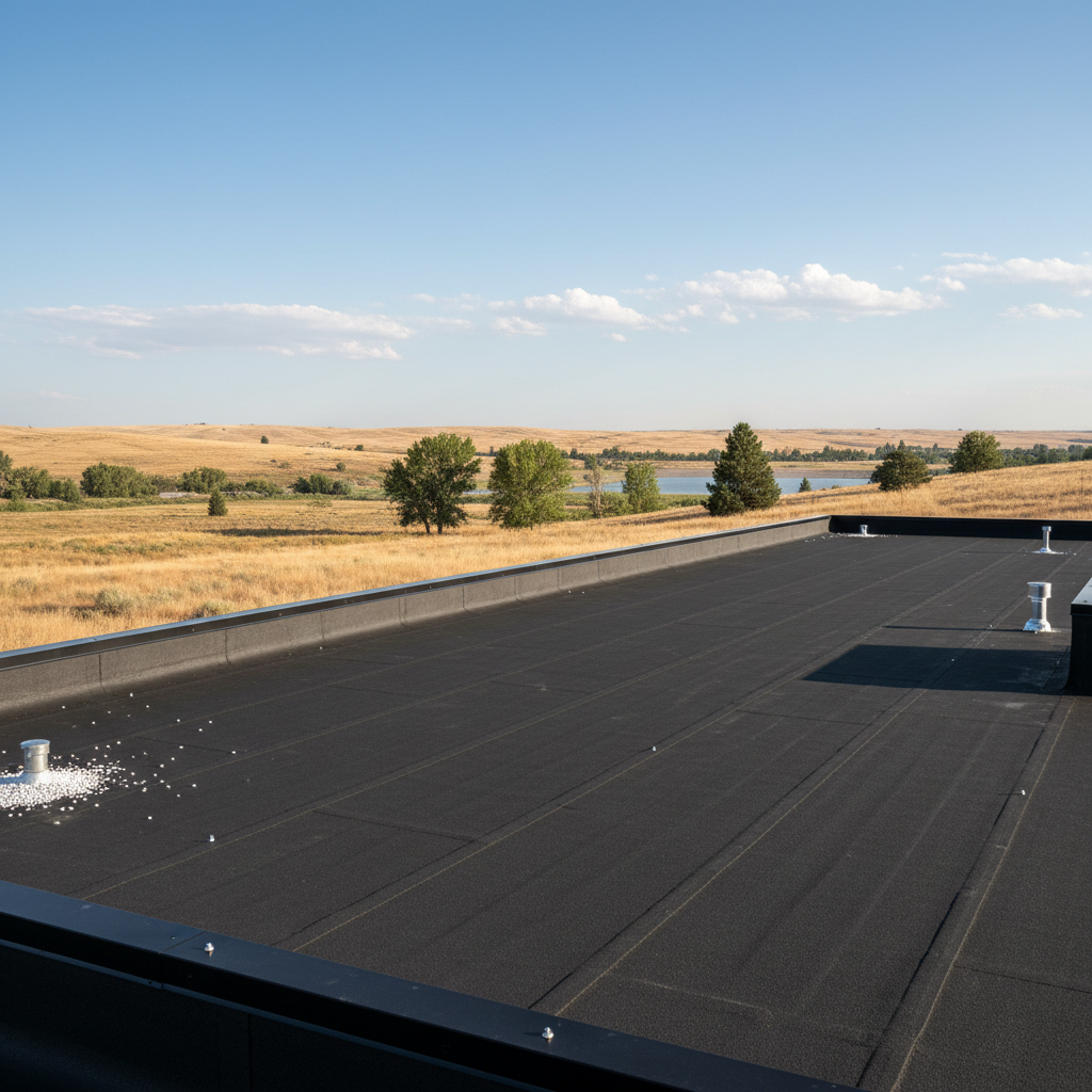 Completed flat roofing work at a residential property in Moses Lake, WA