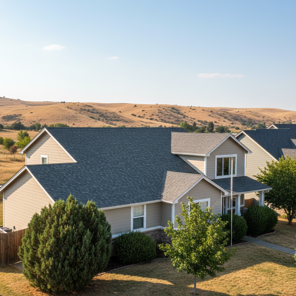 Completed roof repair work at a residential property in Moses Lake, WA