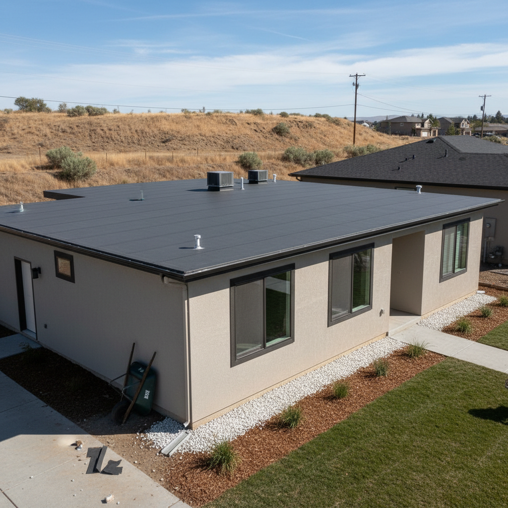 Completed flat roofing work at a residential property in Pasco, WA