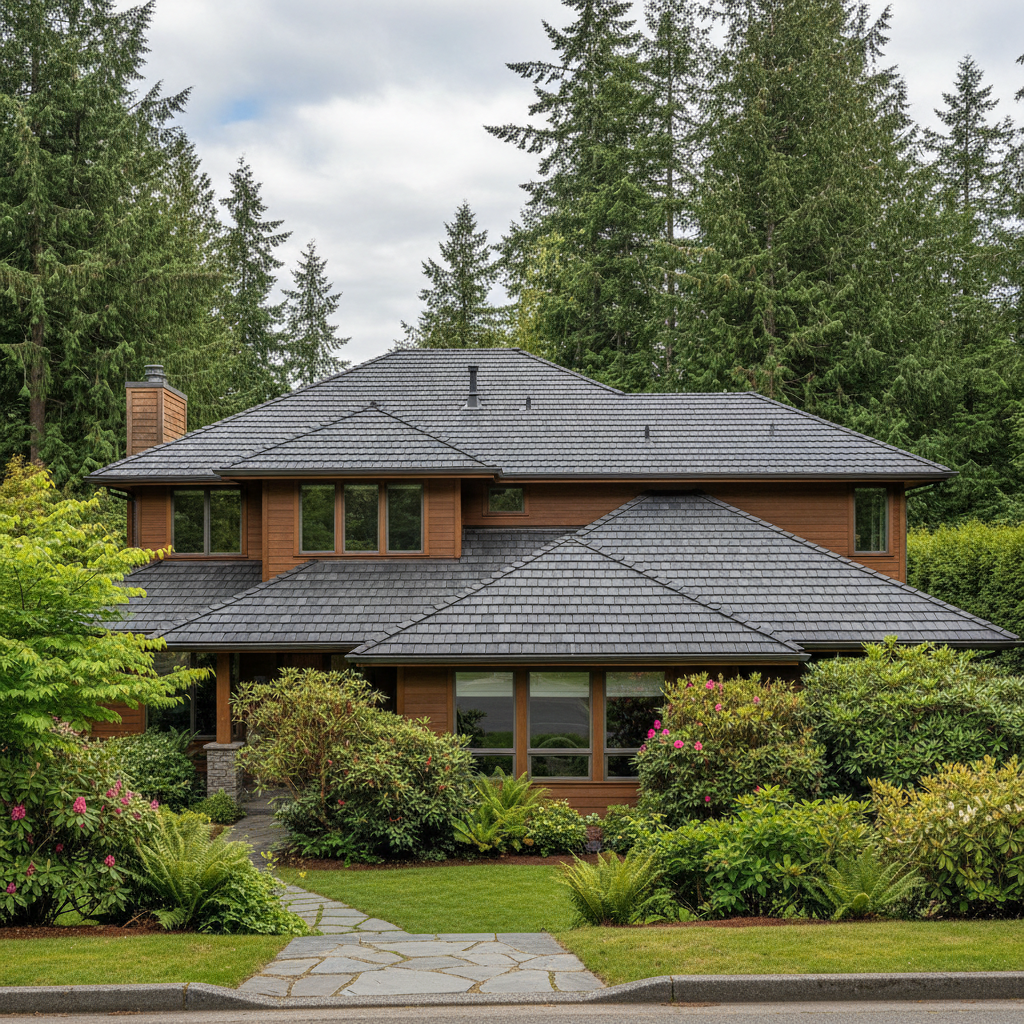 Completed roof installation work at a residential property in Mercer Island, WA