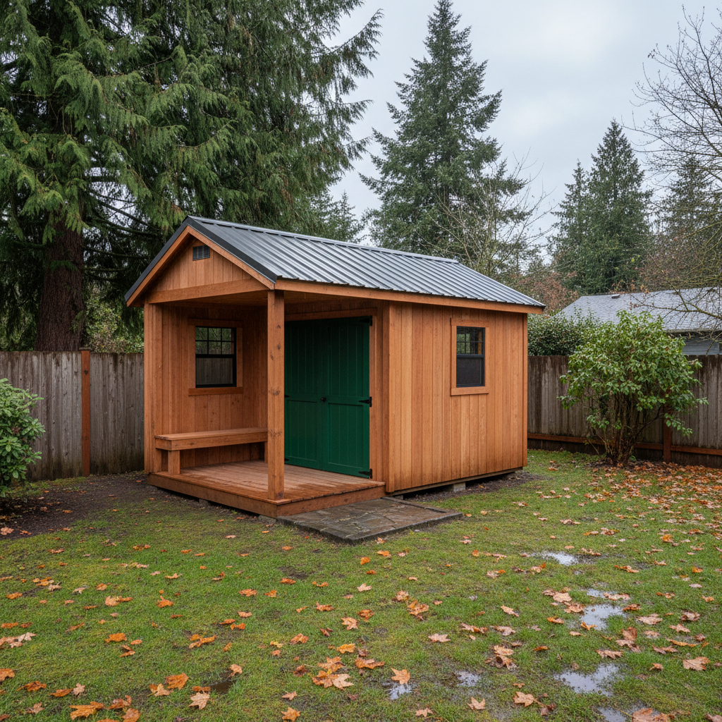 Completed custom shed design work at a residential property in Renton, WA
