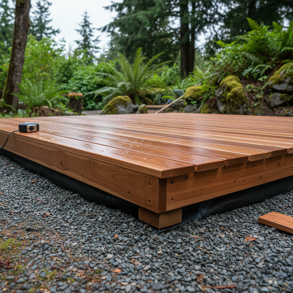 Completed shed delivery and installation work at a residential property in Seattle, WA
