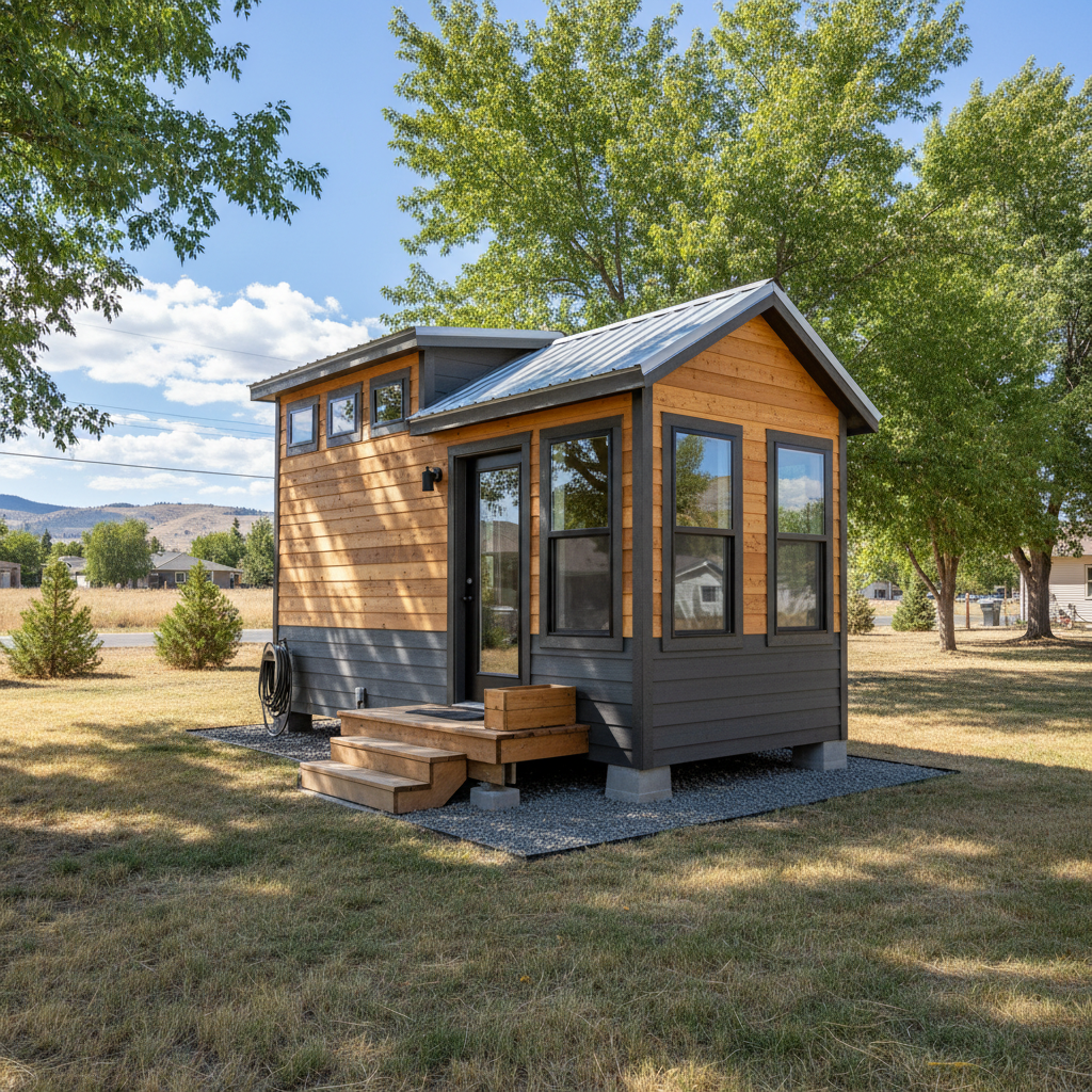 Completed tiny homes work at a residential property in Kennewick, WA
