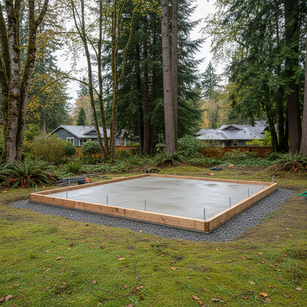 Completed shed foundation work work at a residential property in Seattle, WA