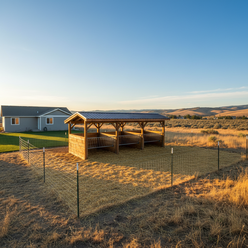 Completed livestock shelters work at a residential property in Kennewick, WA