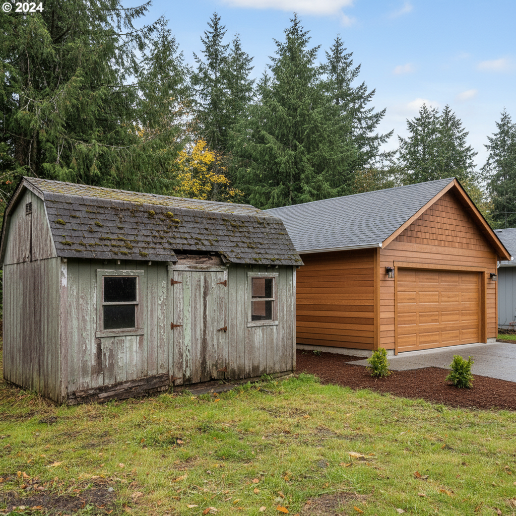 Completed garages work at a residential property in Renton, WA