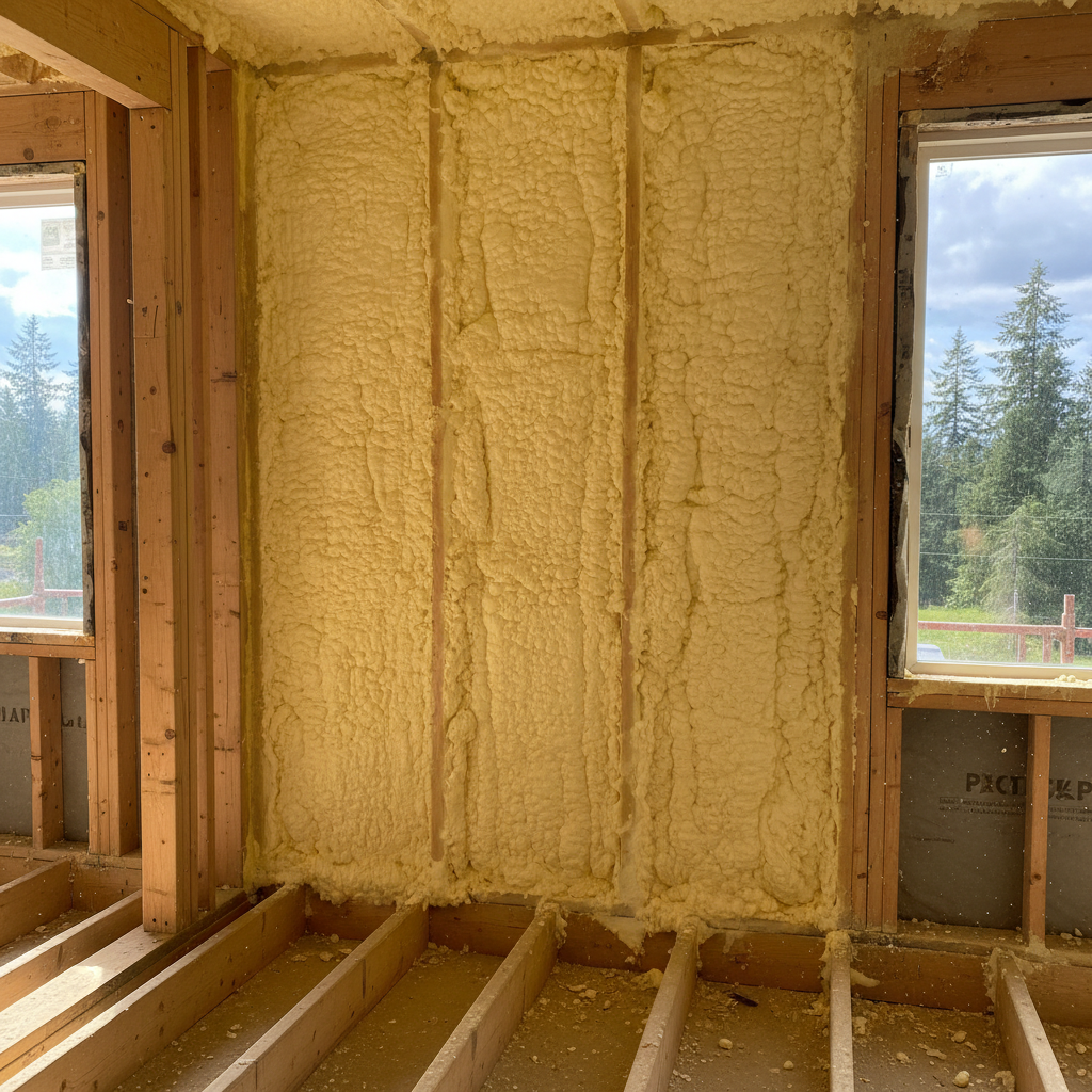 Completed closed cell spray foam work at a residential property in Spokane, WA