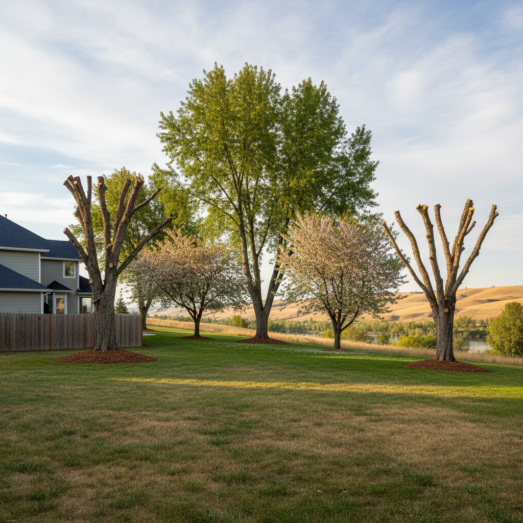 Completed tree pruning work at a residential property in Kennewick, WA