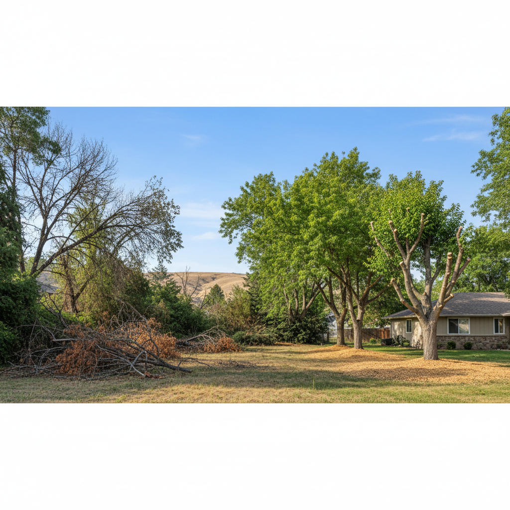 Completed tree trimming work at a residential property in Richland, WA