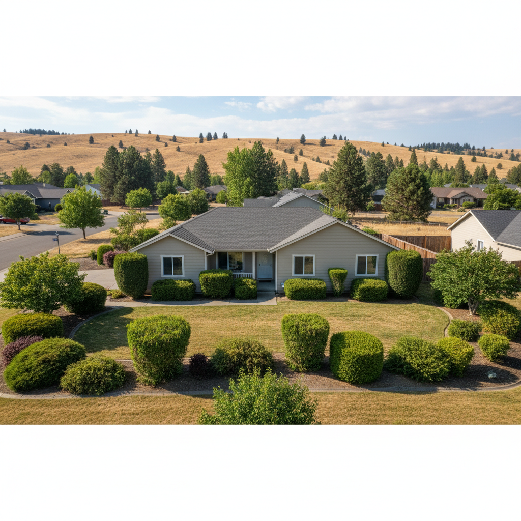 Completed shrub & bush trimming work at a residential property in Richland, WA