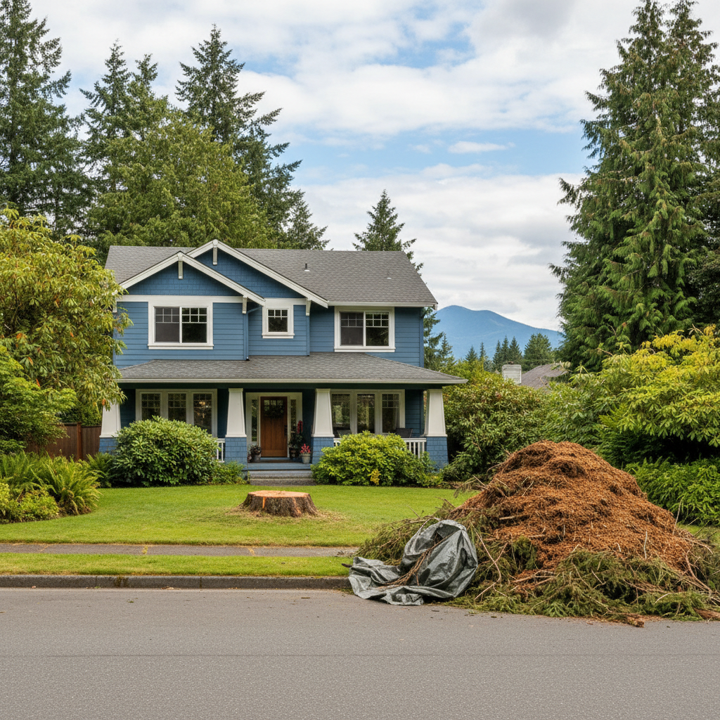 Completed emergency tree removal work at a residential property in Tacoma, WA