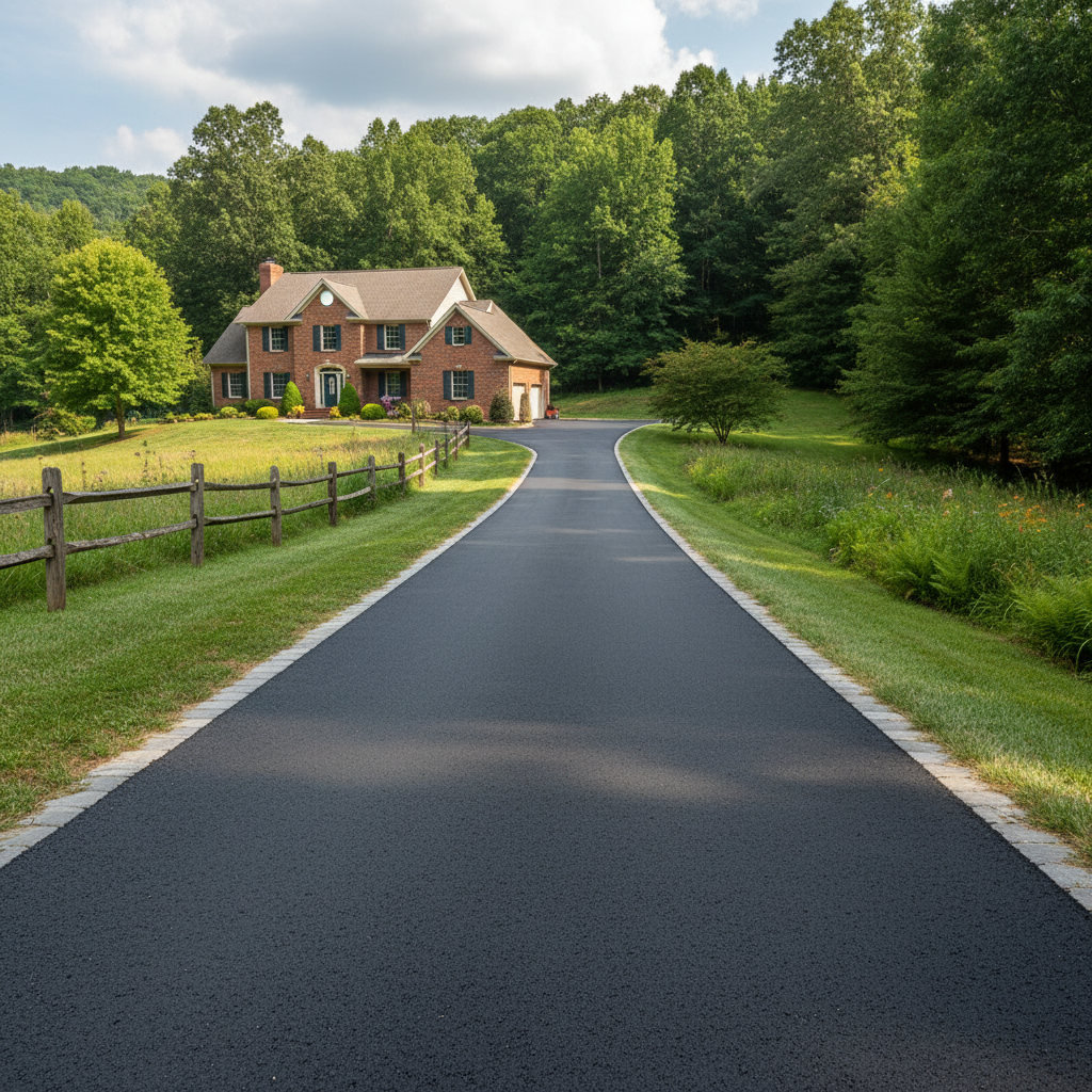 Completed driveway paving work at a residential property in Hernshaw, WV