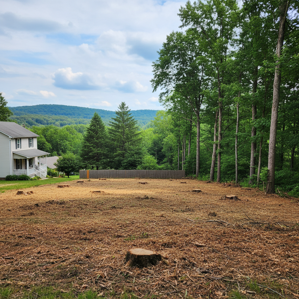 Completed lot clearing work at a residential property in Morgantown, WV