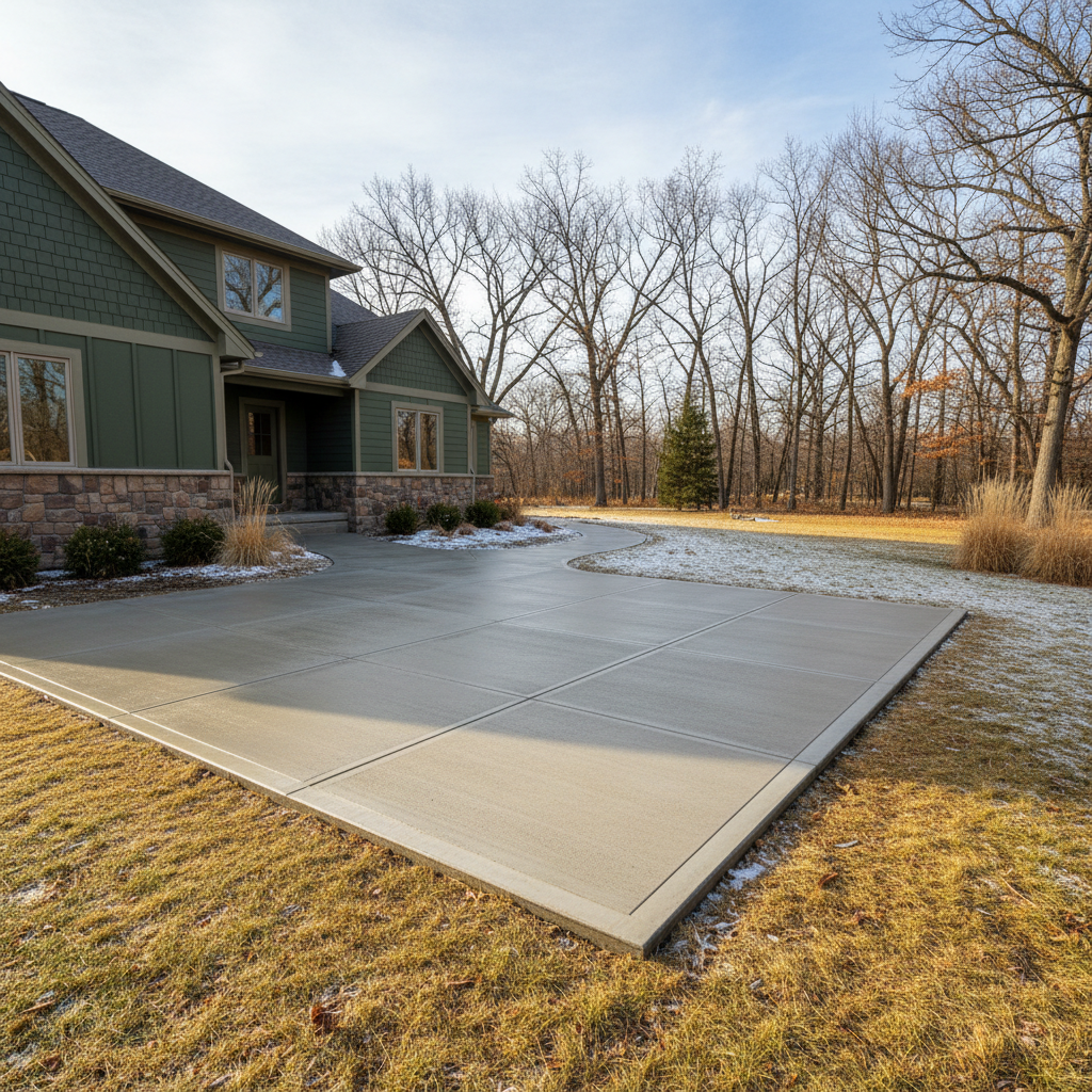 Completed concrete flatwork work at a residential property in Menomonie, WI