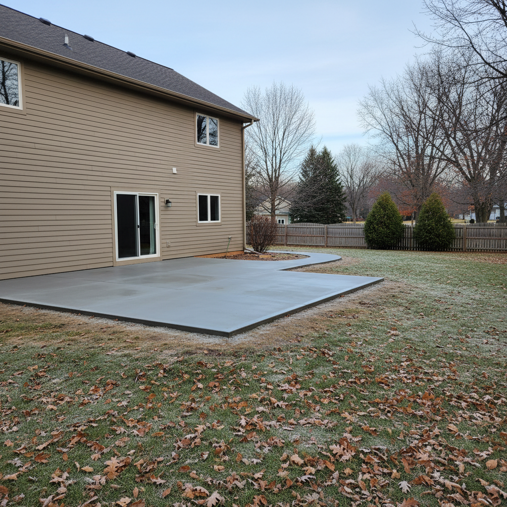 Completed concrete installation work at a residential property in Menomonie, WI