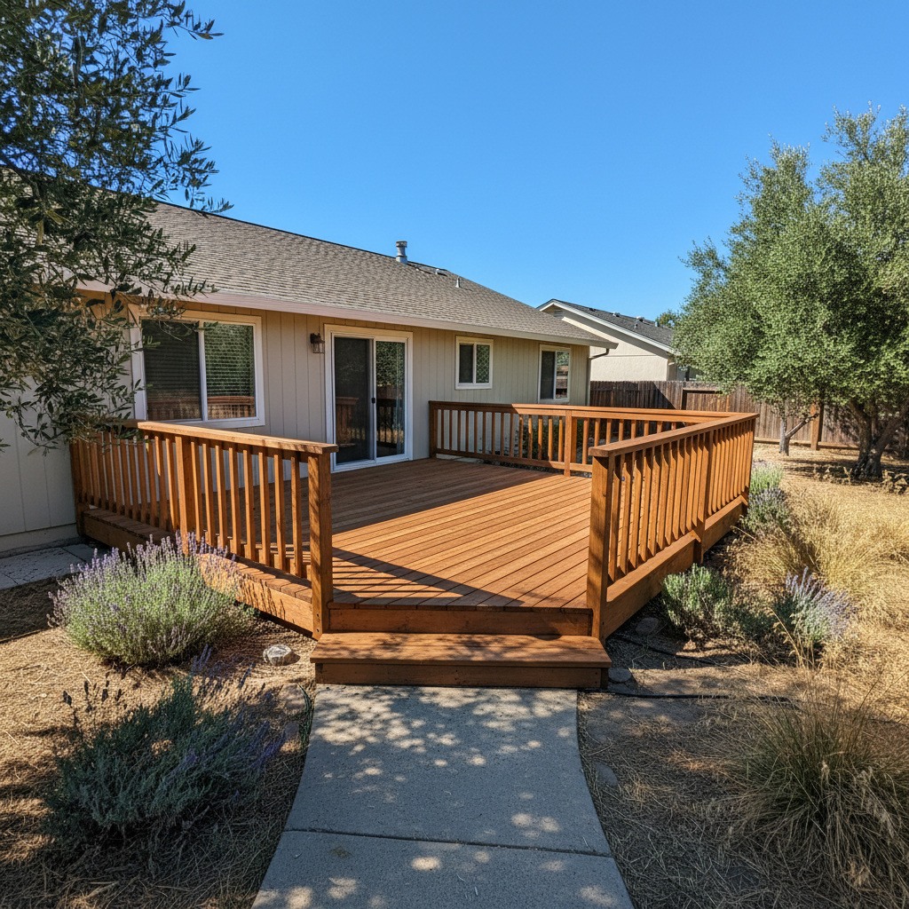 Completed deck repair work at a residential property in Modesto, CA