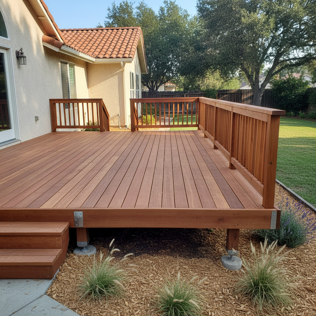 Completed deck repair work at a residential property in Modesto, CA