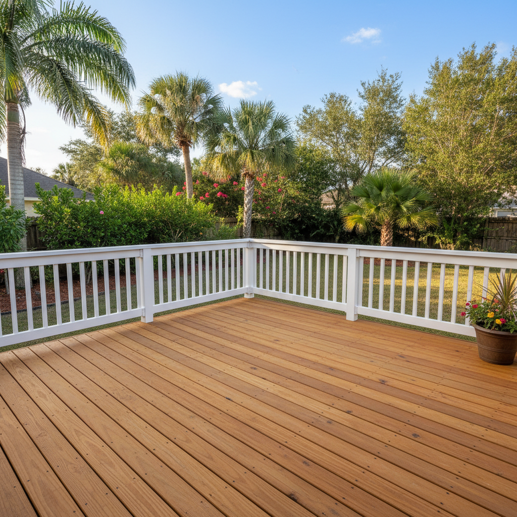 Completed deck construction work at a residential property in Orlando, FL