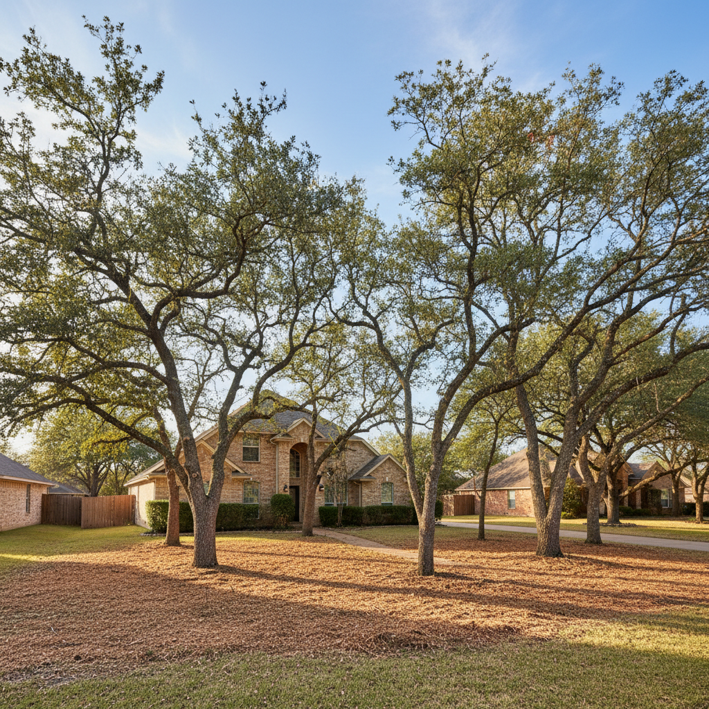 Completed tree pruning work at a residential property in Hondo, TX