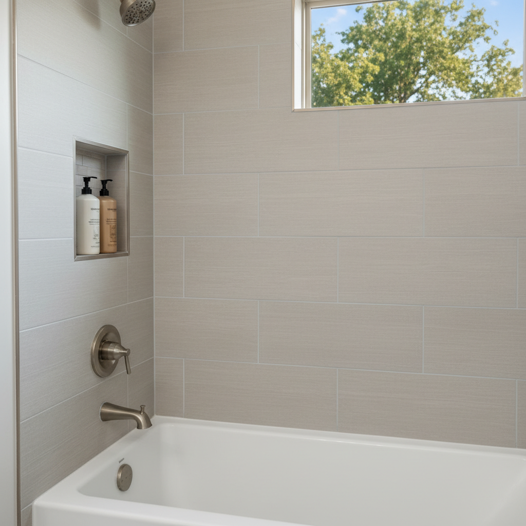 Completed bathtub and shower installation work at a residential property in Bixby, OK
