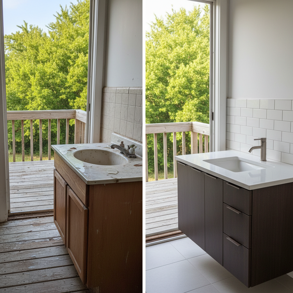 Completed vanity and sink installation work at a residential property in Bixby, OK