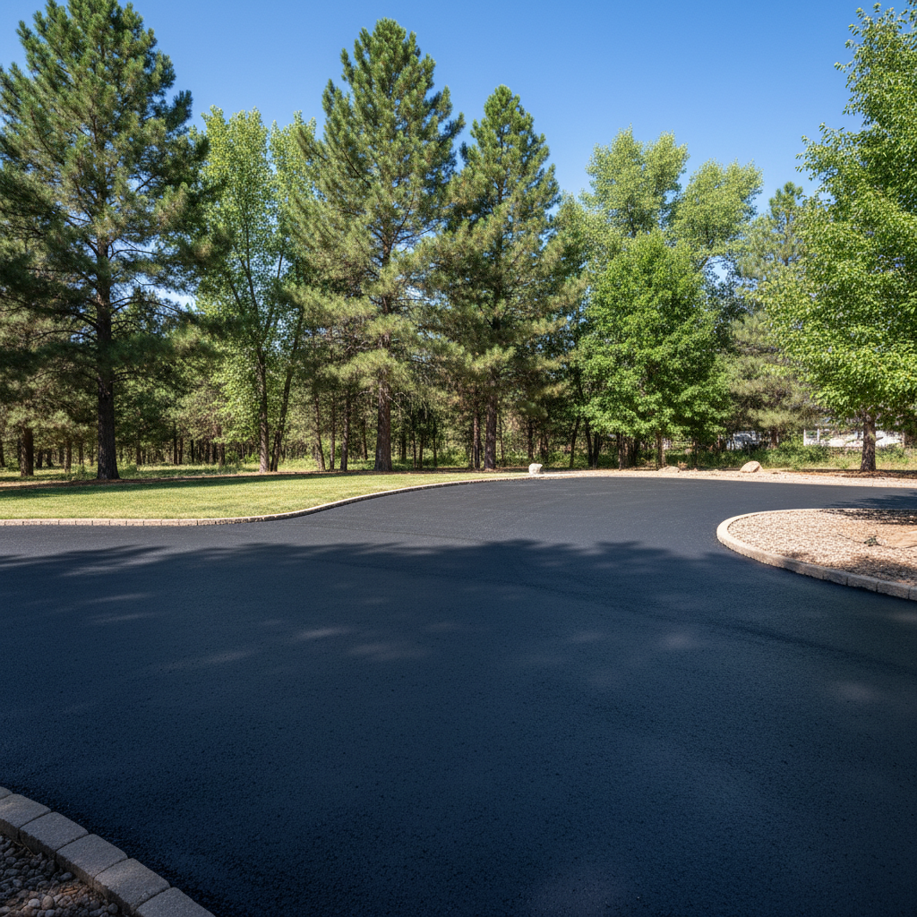 Completed asphalt sealcoating work at a residential property in Flagstaff, AZ