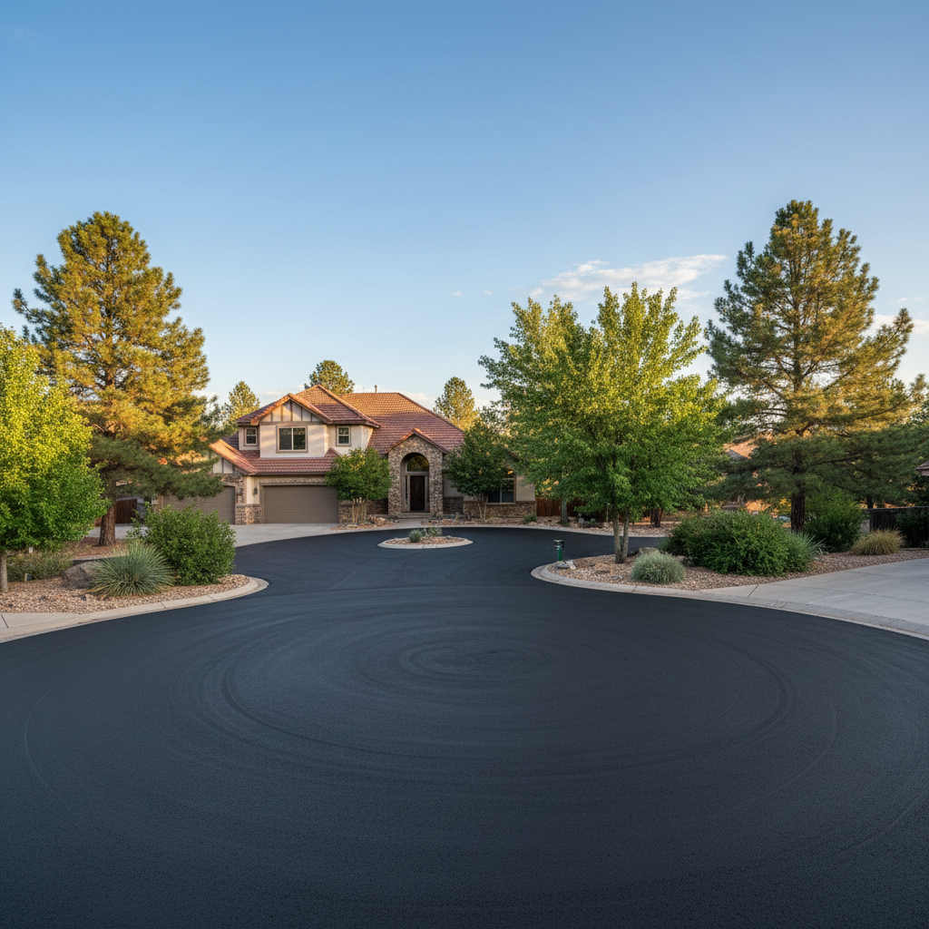 Completed slurry coating work at a residential property in Flagstaff, AZ