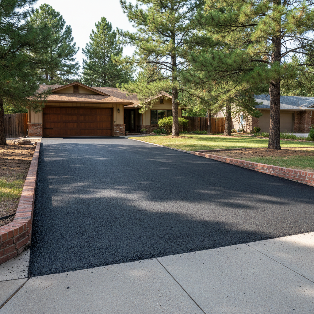 Completed asphalt milling work at a residential property in Flagstaff, AZ