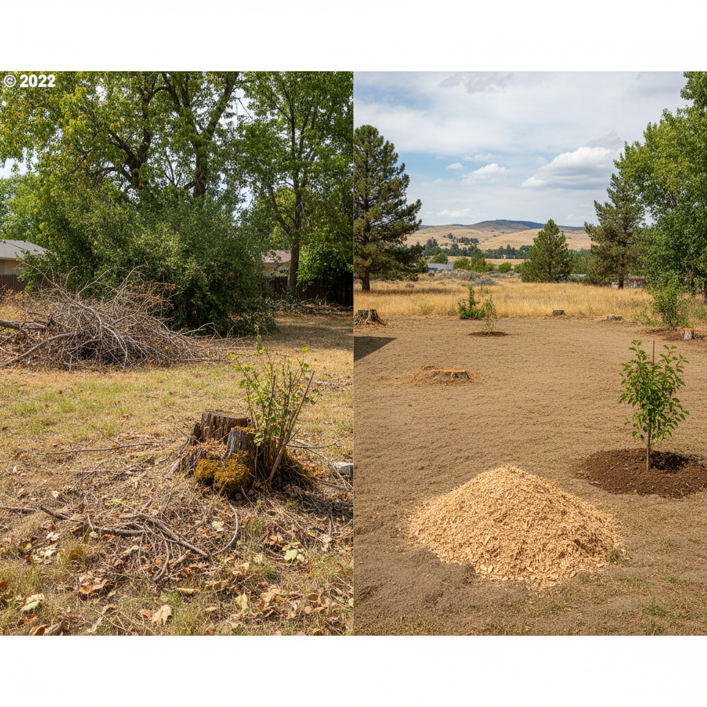Completed land clearing work at a residential property in Kennewick, WA