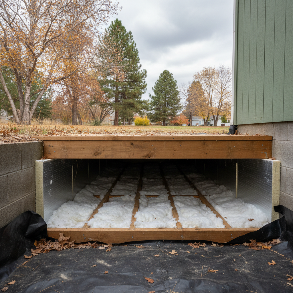 Completed crawl space insulation work at a residential property in Spokane, WA