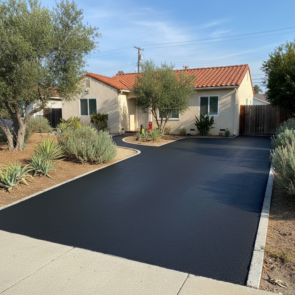 Completed slurry coating work at a residential property in Van Nuys, CA